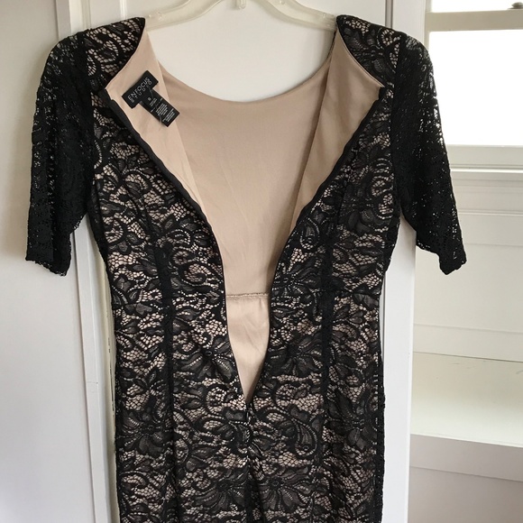 EN FOCUS STUDIO Lace Overlay Midi Dress Black Women’s Size 8 - Picture 8 of 16